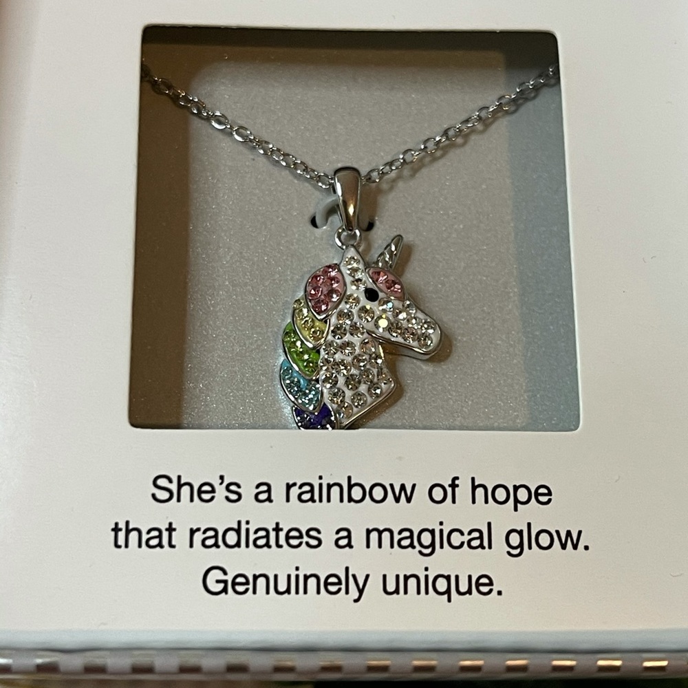 Silver Unicorn Necklace 18”
